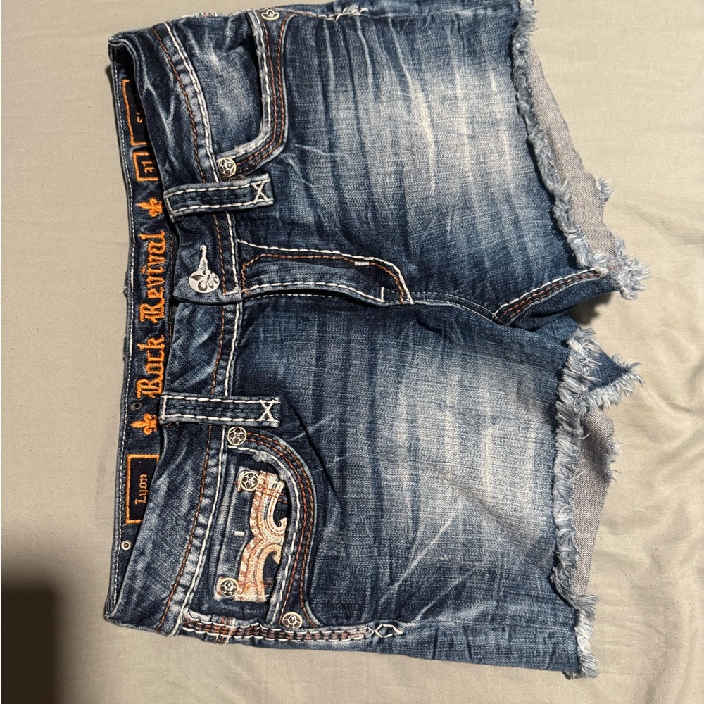 Authentic Hardly Used Rock Revival Cutoff Shorts w/ Orange Accents 31 Short